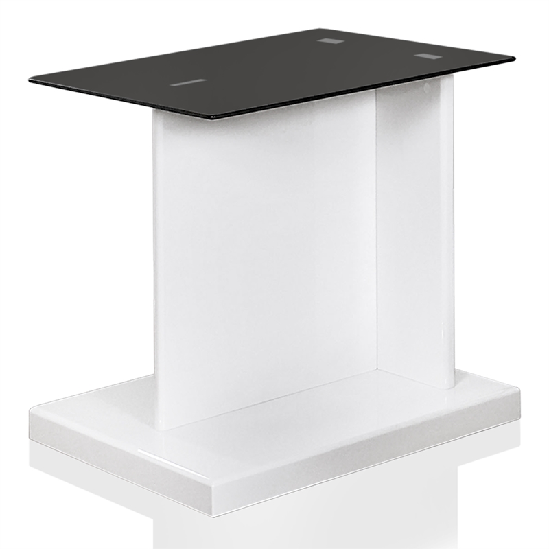 Furniture of America Thame Glass Top 3-Piece Coffee Table Set in White