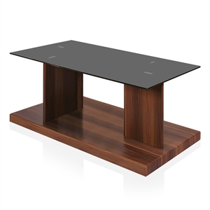 furniture of america thame contemporary wood coffee table in dark walnut
