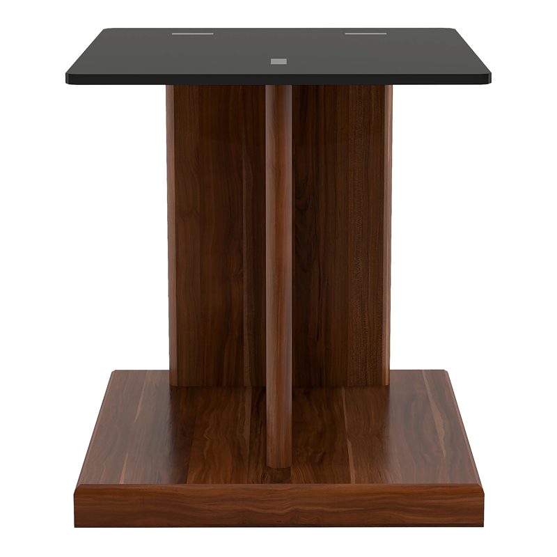Furniture of America Thame Contemporary Glass Top End Table in Dark Walnut