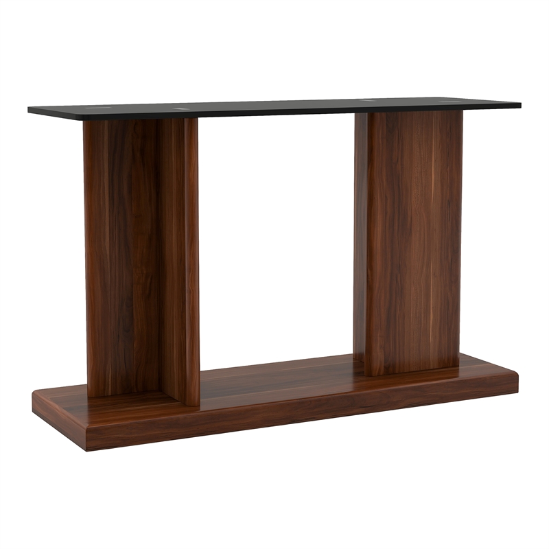 Furniture of America Thame Contemporary Glass Top Console Table in Dark Walnut