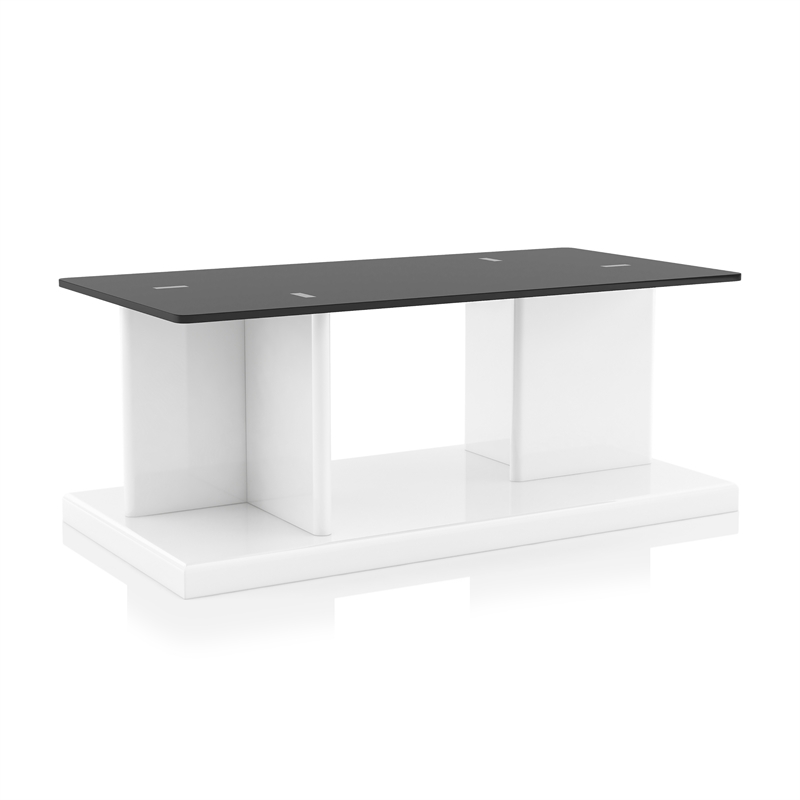 Furniture of America Thame Contemporary Glass Top Console Table in White
