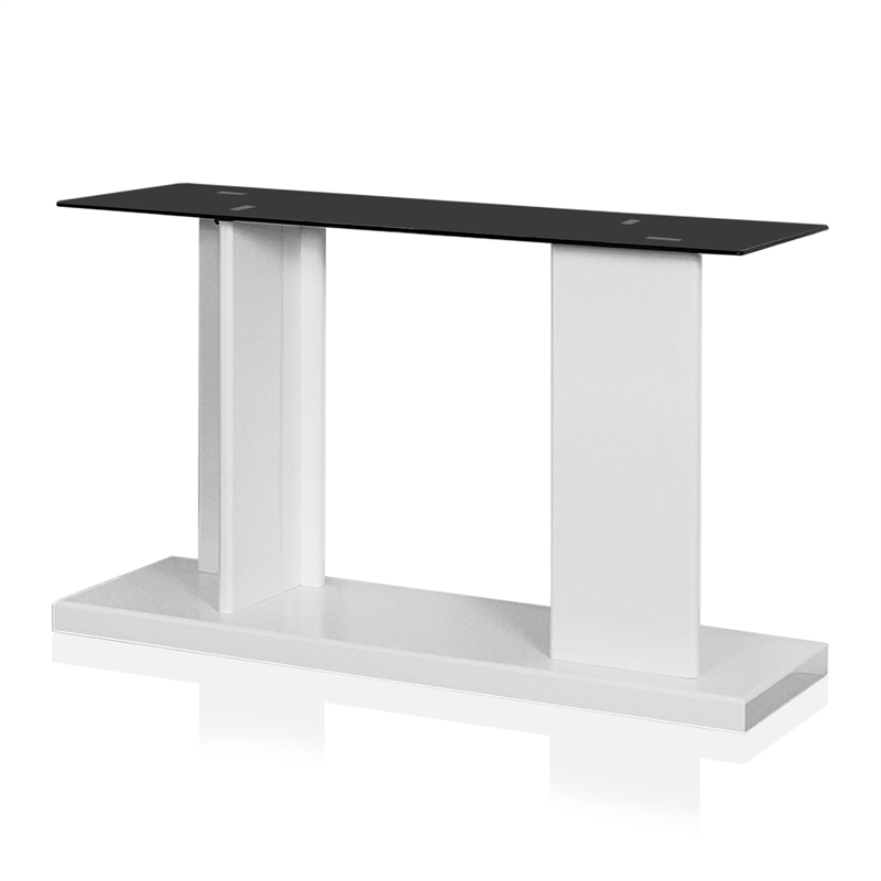 Furniture of America Thame Contemporary Glass Top Console Table in White