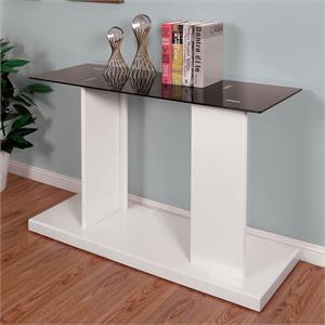 furniture of america thame contemporary glass top console table in white