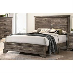 furniture of america gafin transitional wood panel bed in gray