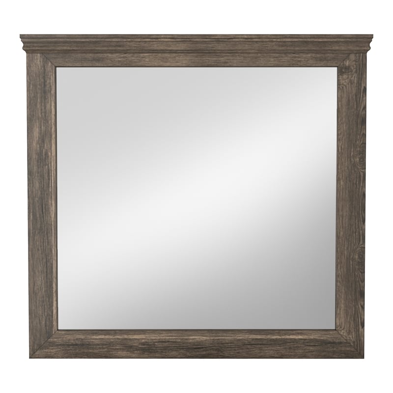 Furniture of America Gafin Transitional Solid Wood Framed Mirror in Gray