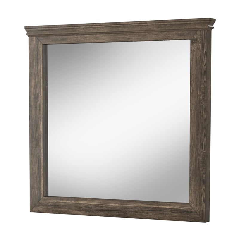 Furniture of America Gafin Transitional Solid Wood Framed Mirror in Gray