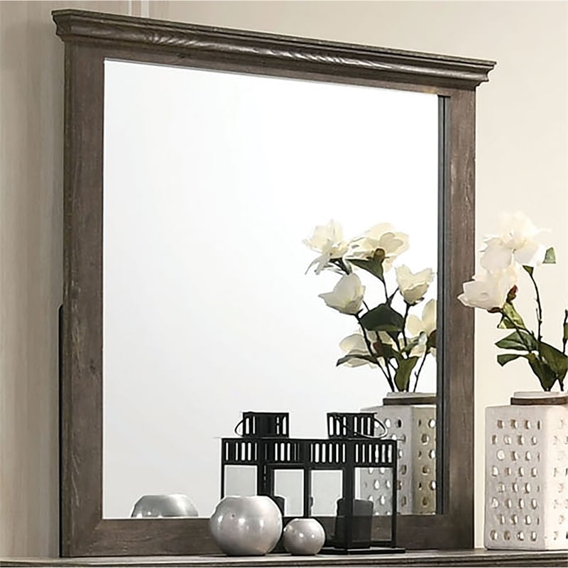 Furniture of America Gafin Transitional Solid Wood Framed Mirror in Gray