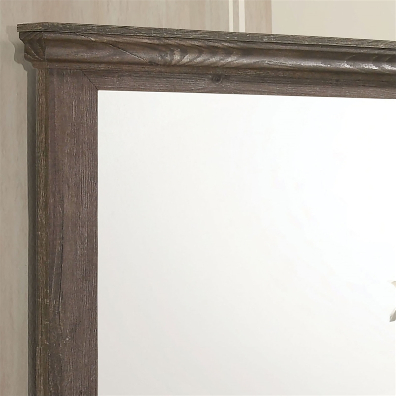 Furniture of America Gafin Transitional Solid Wood Framed Mirror in Gray