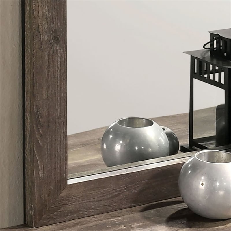 Furniture of America Gafin Transitional Solid Wood Framed Mirror in Gray