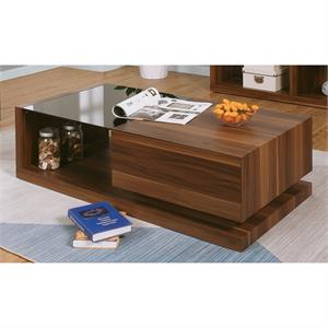 furniture of america trice contemporary wood 1-shelf coffee table in walnut
