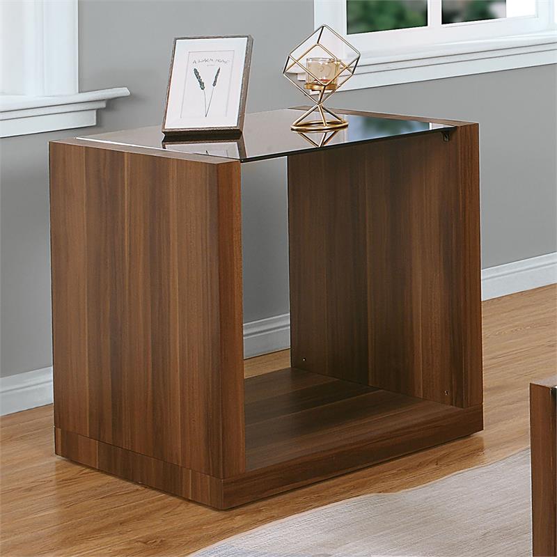 Furniture of America Trice Contemporary Wood 1-Shelf End Table in Walnut
