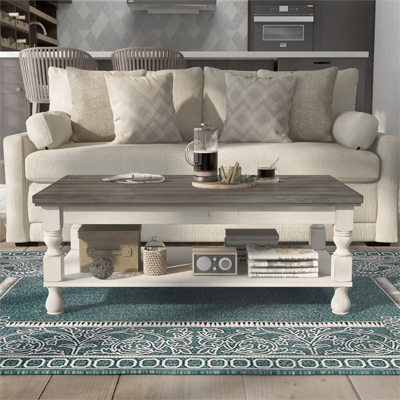 rustic grey and white coffee table