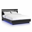 Furniture of America Malva Solid Wood Cal King Bed with LED Light in Black