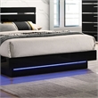Furniture of America Malva Solid Wood Cal King Bed with LED Light in Black