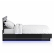 Furniture of America Malva Solid Wood Queen Bed with LED Light in Black