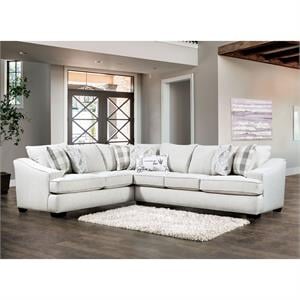 furniture of america karli contemporary fabric upholstered sectional in ivory