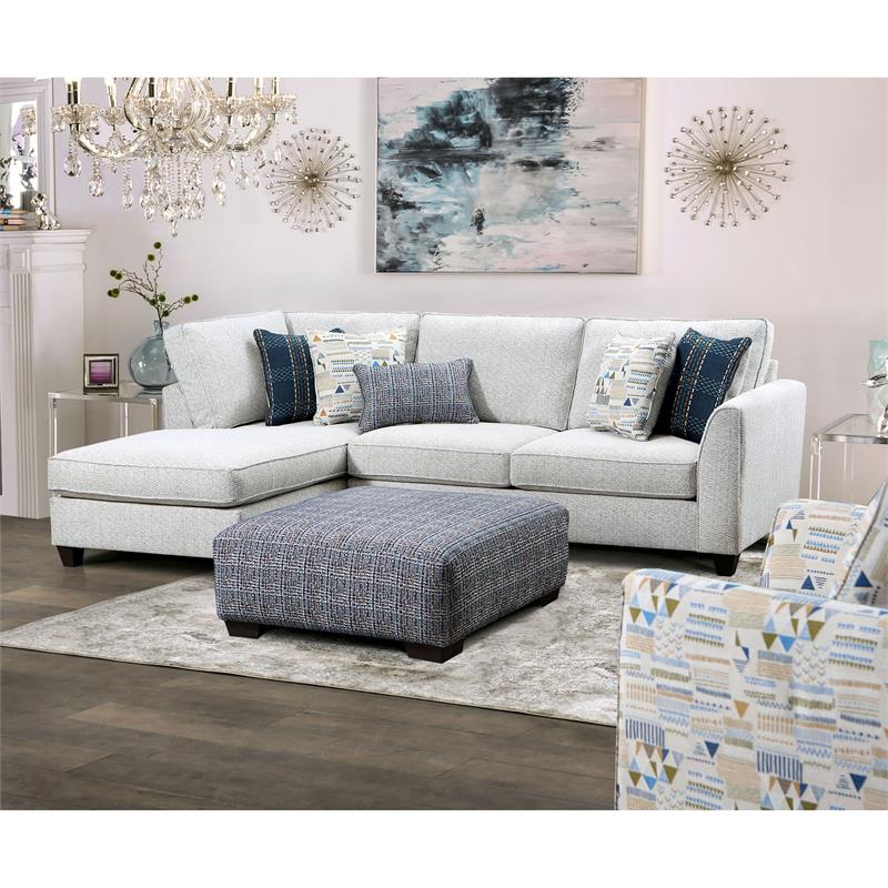 Furniture of America Eland Contemporary Fabric Upholstered Sectional in Cream