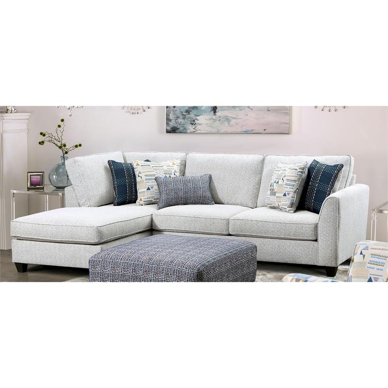Furniture of America Eland Contemporary Fabric Upholstered Sectional in Cream
