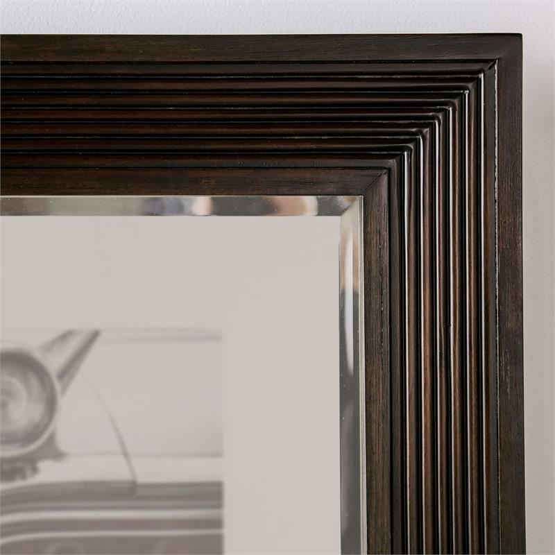 Furniture of America Tezra Contemporary Solid Wood Framed Mirror in Dark Walnut