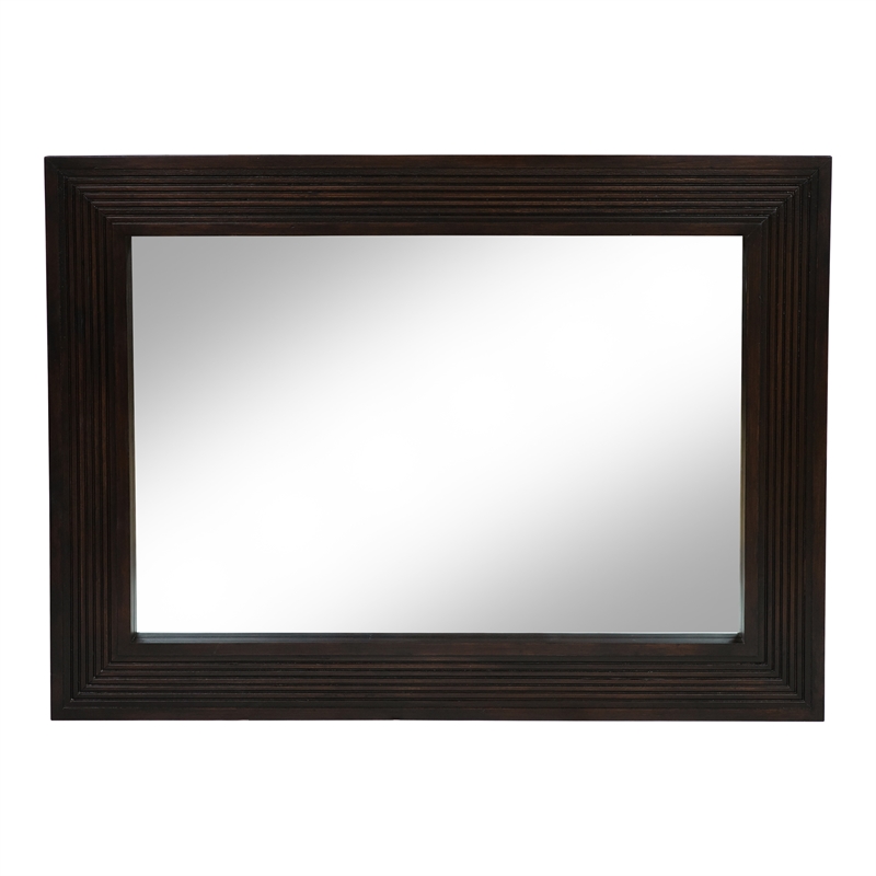 Furniture of America Tezra Contemporary Solid Wood Framed Mirror in Dark Walnut