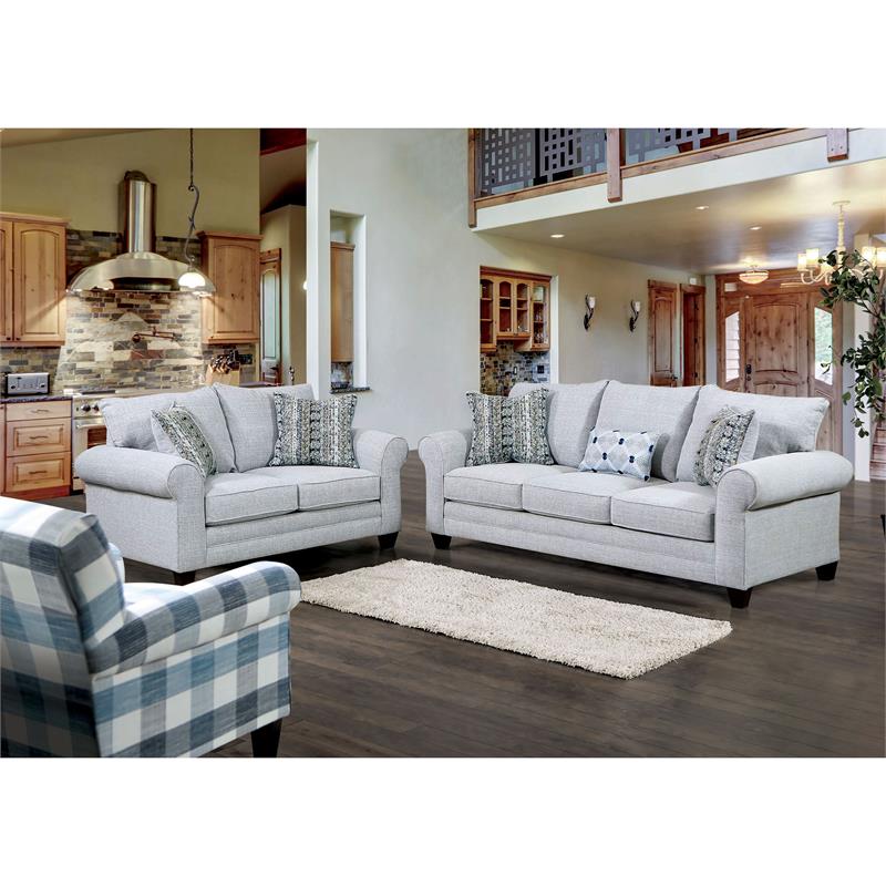 Furniture of America Graw Transitional Fabric Upholstered Loveseat in Gray