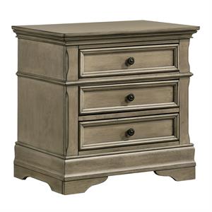 furniture of america bunde transitional wood 3-drawer nightstand in warm gray