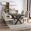 Furniture of America Kay Rustic Wood 5-Piece Dining Set in Black and Beige