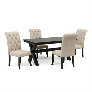 Furniture of America Kay Rustic Wood 5-Piece Dining Set in Black and Beige