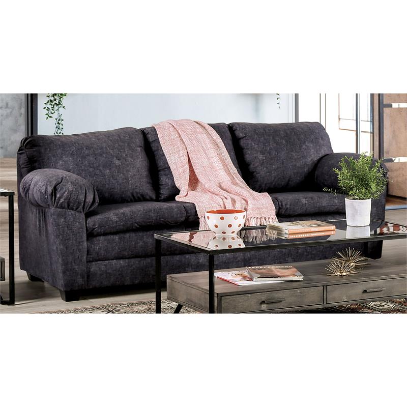 Furniture of America Matlo Contemporary Fabric 2-Piece Sofa Set in Charcoal