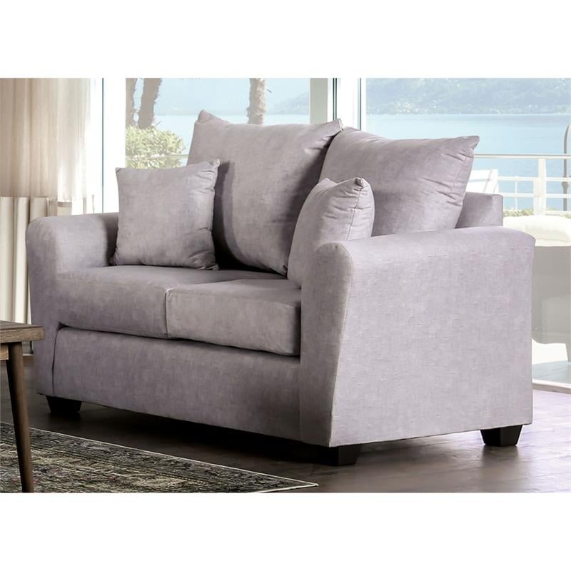 Furniture of America Argan Contemporary Fabric Upholstered Loveseat in Gray