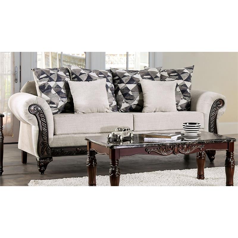 Furniture of America Kelte Traditional Chenille 2-Piece Sofa Set in Gray