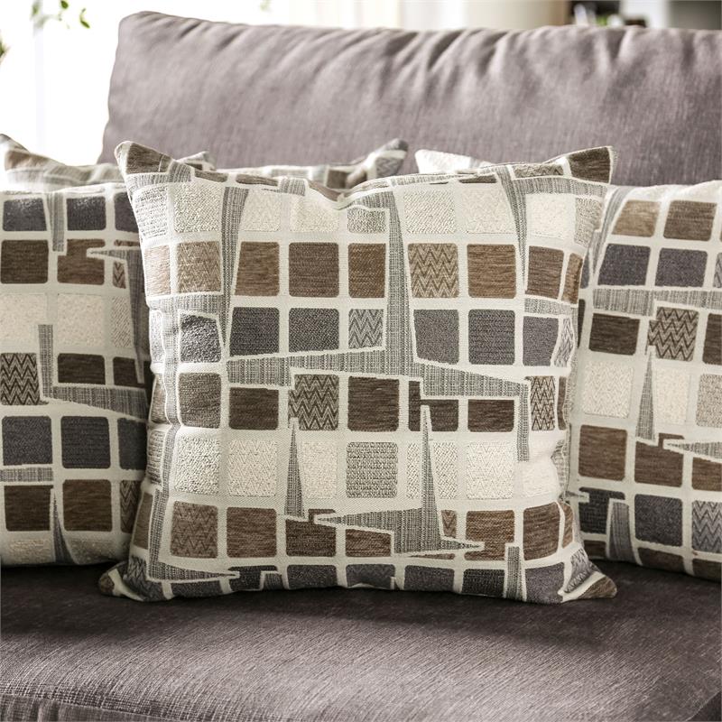 Furniture of America Horst Contemporary Fabric L-Shaped Sectional in Light Gray