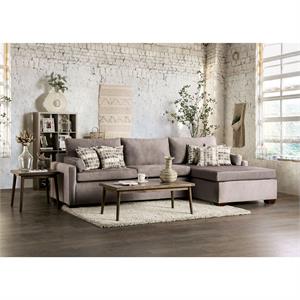 Furniture of America Horst Contemporary Fabric L-Shaped Sectional in Light Gray