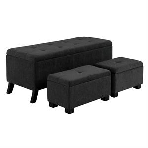 furniture of america oglio fabric storage bench with ottoman in gray