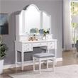 Furniture of America Estae Traditional Solid Wood 3-Piece Vanity Set in White