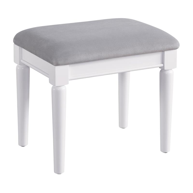 Furniture of America Estae Traditional Solid Wood 3-Piece Vanity Set in White