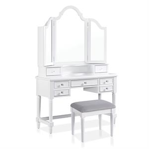 furniture of america estae traditional solid wood 3-piece vanity set in white