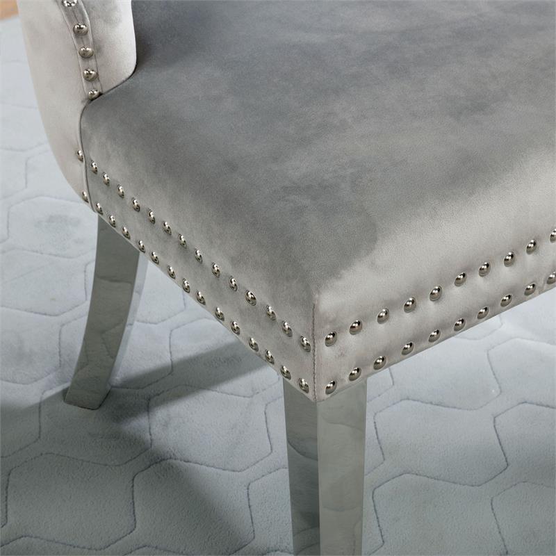 Furniture of America Rosa Glam Metal 5-Piece Dining Table Set in Gray