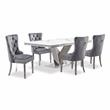 Furniture of America Rosa Glam Metal 5-Piece Dining Table Set in Gray