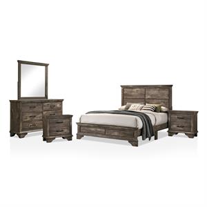 foa gafin 5pc gray wood bedroom set 2 nightstands + dresser + mirror