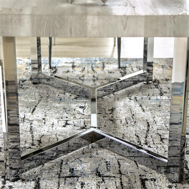 Furniture of America Hiddleston Metal 7-Piece Dining Set in Chrome and Gray