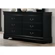 Furniture of America Jussy Transitional Solid Wood 6-Drawer Dresser in Black