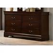 Furniture of America Jussy Transitional Solid Wood 6-Drawer Dresser in Cherry