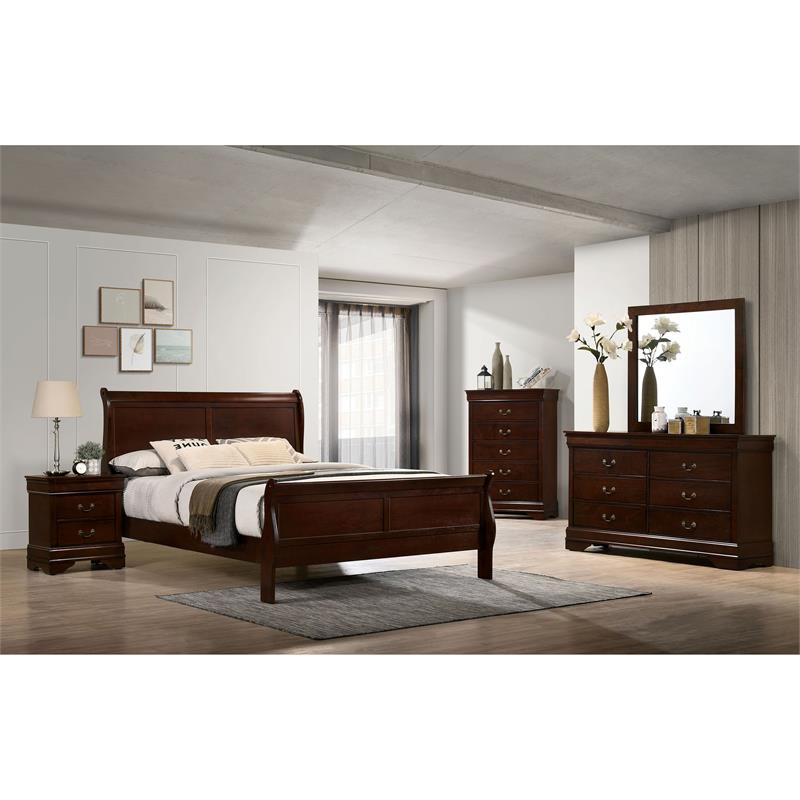 Furniture of America Jussy Transitional Solid Wood 6-Drawer Dresser in Cherry