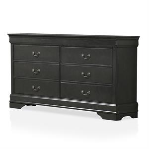 Furniture of America Jussy Transitional Solid Wood 6-Drawer Dresser in Gray