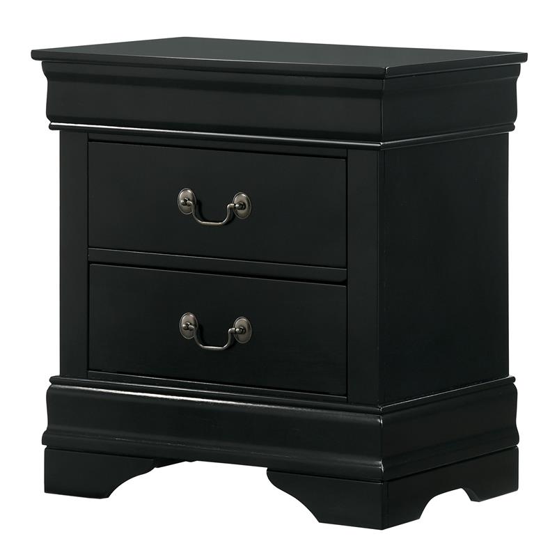 Furniture of America Jussy Transitional Solid Wood 2-Drawer Nightstand in Black