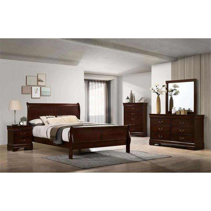 Furniture of America Jussy Transitional Solid Wood 2-Drawer Nightstand in Cherry