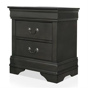 Furniture of America Jussy Transitional Solid Wood 2-Drawer Nightstand in Gray