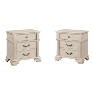 Furniture of America Charo Traditional White Wood Nightstand with USB Set of 2