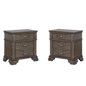 furniture of america charo traditional gray wood nightstand with usb set of 2